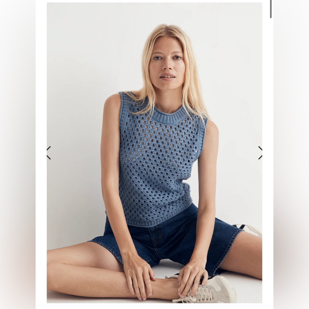 open-stitch crop sweater vest